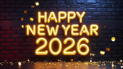 Happy new Year 2026 Golden celebration text design