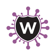 Initial COVID Logo Combine With Letter W Vector Template