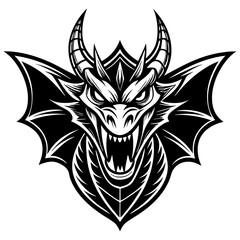 Obraz premium Dragon head with wings isolated on white background