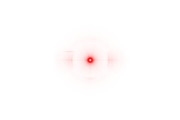 Abstract red light radiating within a white circle against a stark black background.