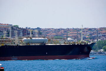 container vessel passing bosporus in turkey