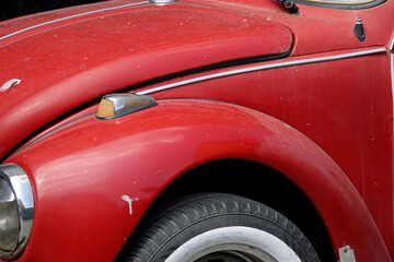 close up of old classic car in istanbul balat