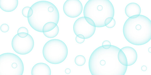 Modern abstract light blue bubble background with circles. Colorful bubbles. Abstract, Colorful transparent blue and soap bubbles floating in the air. Banner pattern with copy space illustration