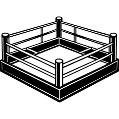 Isometric boxing ring with ropes and corner posts isolated on white