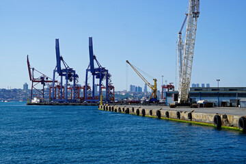 crane in the harbor of istanbul