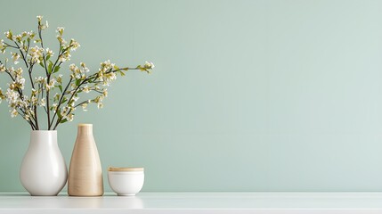 Modern Minimalist Vase of Colorful Flowers