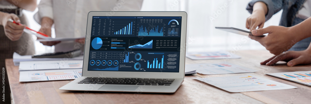 Poster Business data dashboard provide business intelligence analytic for marketing strategy planning brisk with big data set to analyze customer demands and foreseeing business future
