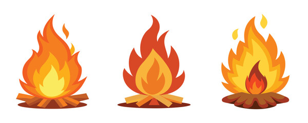 campfire flames illustration, orange and yellow, bonfire graphic design