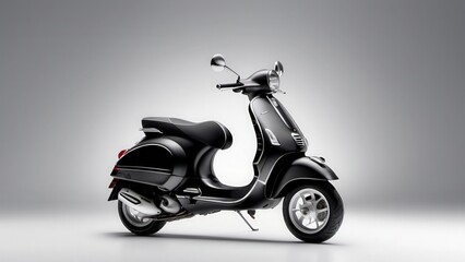 Obraz premium Matte black Vespa Sprint stands out on a pure white infinity cove studio background, perfect for concepts of modern transportation and premium lifestyle.