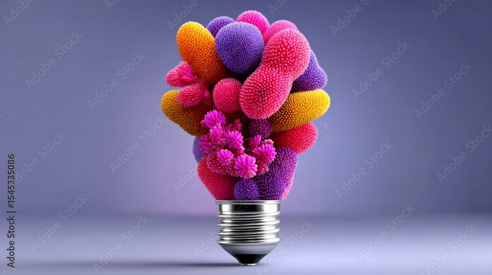 Aufkleber light bulb is filled with colorful flowers. the flowers are in different colors and sizes, and they 