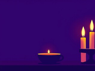 Candles in a cup, dark background