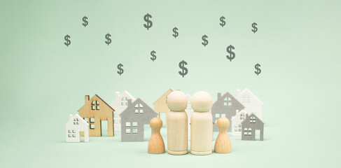 Family house buying, mortgage rate, home, real estate and insurance concept, investment in...