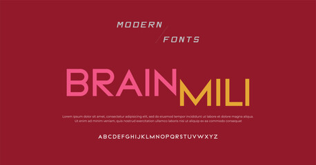 Brain  Sport Modern Alphabet Font. Typography urban style fonts for technology, digital, movie logo design. vector illustration	