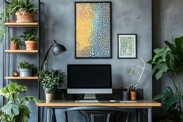 Modern Home Office Desk Plants.