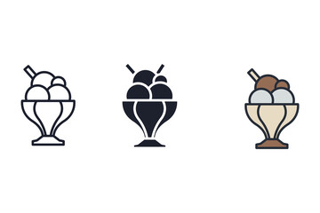 ice cream icons isolated on White Background. Flat style design