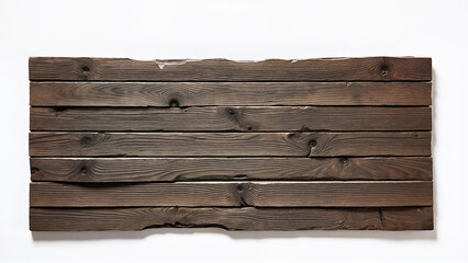 Rectangular arrangement of dark wooden planks isolated on a white background. Suitable for design, texture, or construction context.