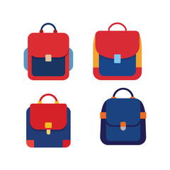 A set of school bag colorful vector art illustration