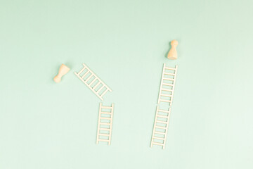 Success and failure concept, climbing up the ladder, taking opportunity for growth, winner and loser, progress, goal, strategy and comparison in society