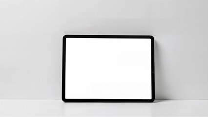 A digital tablet with a blank white screen is isolated against a plain background. The image is suitable for technology presentations and product mockups.