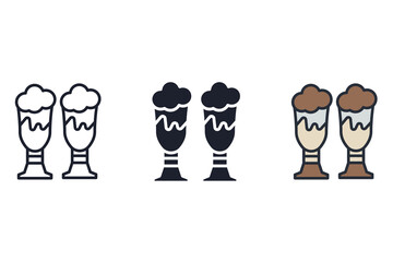 milkshake icons isolated on White Background. Flat style design