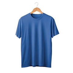 Product Photography of a Plain Blue T-Shirt Centered on Transparent Background

