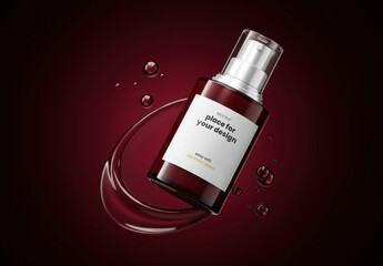 Floating Spray Bottle Label Mockup with Liquid