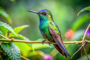 Fototapeta premium Serene Natural Photograph Small Iridescent Hummingbird