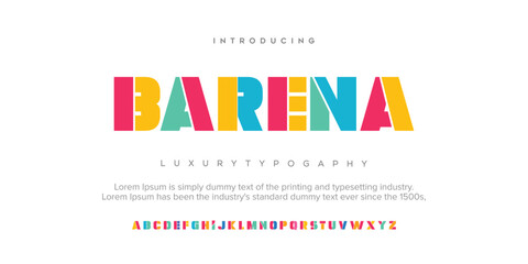 Barena  Modern abstract digital alphabet font. Minimal technology typography, Creative urban sport fashion futuristic font and with numbers. vector illustration	