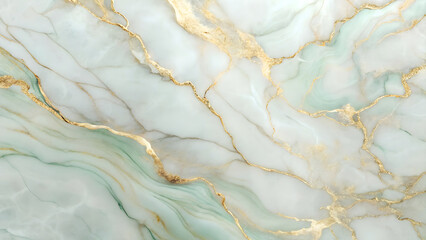 Fototapeta premium Elegant Green and Gold Marble Texture with Swirling Veins