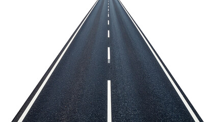 Road isolated on a white background, top view