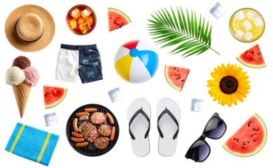 summer icons set isolated on white background 