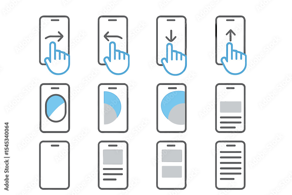 Fototapete Mobile app interface with gesture controls and ui elements display