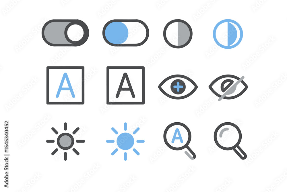 Poster glowing ui icons for accessibility and interface settings