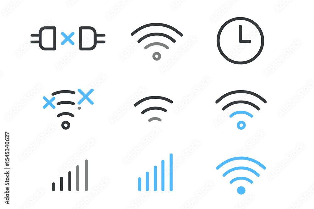 Aufkleber glowing network icons displaying connectivity and signal strength