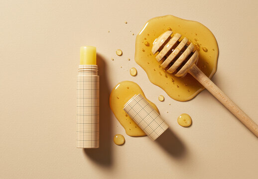 Honey Lip Stick Packaging Label Design Mockup