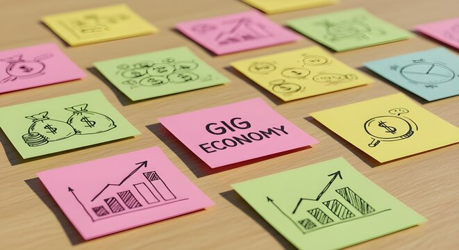 La econom&iacute;a del concierto se muestra utilizando el texto