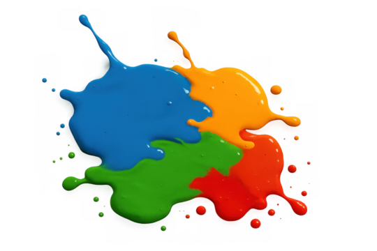 Vivid paint colors crashing, blending dynamically with energetic splashes against transparent surface