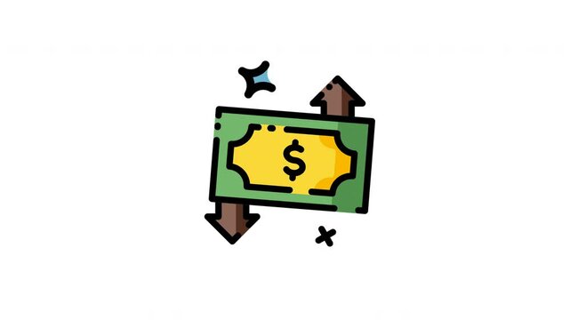 animated Money bill with up and down arrows, illustrating market trends. Perfect for finance, investment, economics, and business concept presentations.