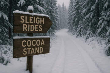 "Sledding cocoa stand sign."