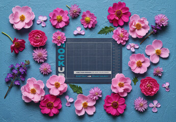 Horizontal Page Mockup with Flowers