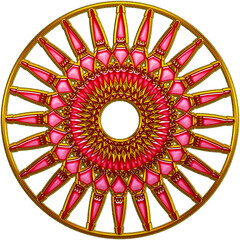 Pinkish 3D decorative round ornament, Mandala Flower Design
