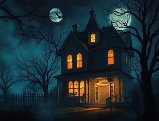 Haunted house at night (1)