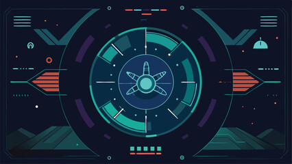 Futuristic dark hud display with glowing lines and circle elements for science fiction designs