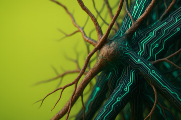 Naklejka premium Neural fusion vivid display for neurotech innovation visuals and brain-computer interface concepts