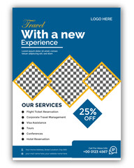 Travel poster or flyer pamphlet brochure design layout space for photo background,Travel Flyer, Modern Travel Flyer Template Design