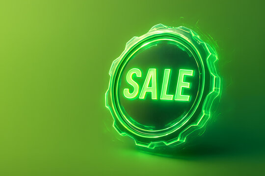 Futuristic sale badge for e-commerce interfaces and digital shopping promotions