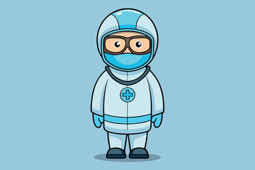 Obraz premium Cartoon character in protective suit with goggles on simple background