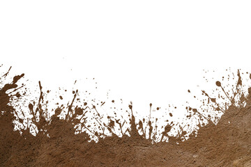 Artistic splash of brown paint creating a textured border on a black background