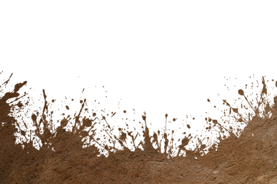 Artistic splash of brown paint creating a textured border on a black background