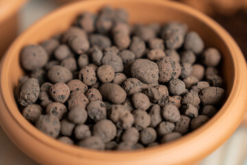 Clay Pebbles in Terracotta Pot for Hydroponics, Organic Gardening, Drainage and Soil Aeration,...